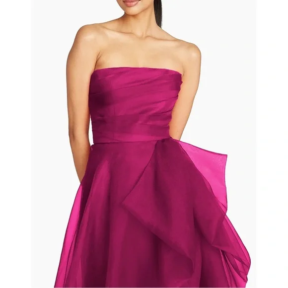 Theia Teresa Draped Tulle Gown - Sangria - Size 6 - Picture 3 of 9